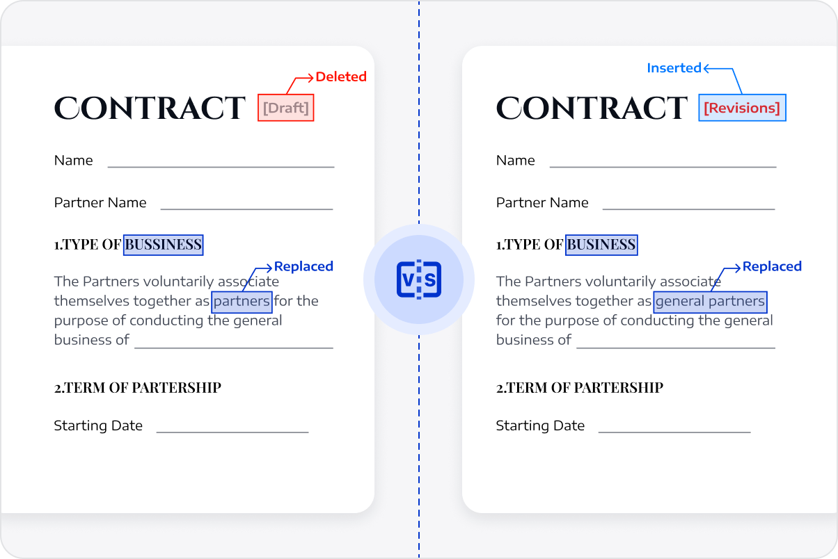 Compare Different Versions of Contracts