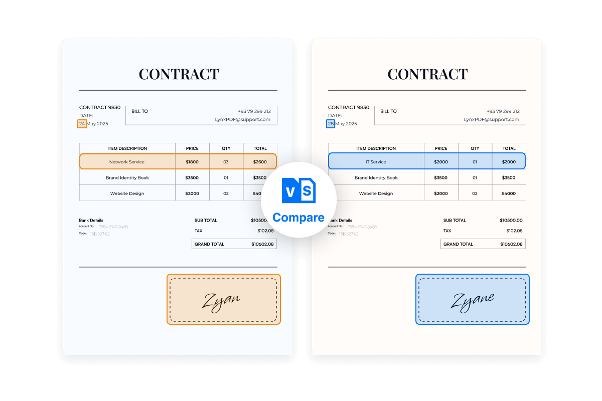 Compare Contracts in PDF Editor